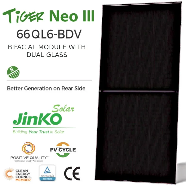 Panel Mono N Jinko Solar Tiger Neo 650Wp - JKM650M-66QL6-BDV - SKU: PV00092