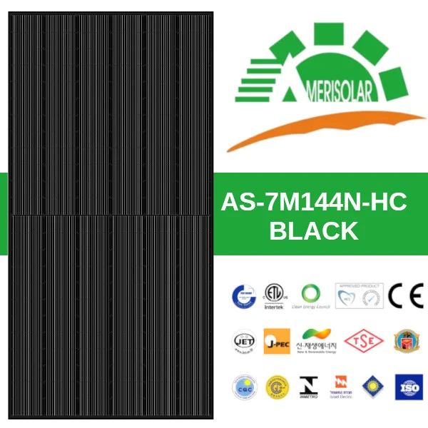 Panel N-Type Mono Amerisolar 144c 580Wp ALL BLACK - AS-7M144-HC-580W - SKU: PV00099